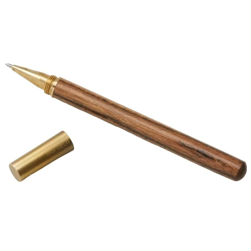 Mordeco Tigerwood Pen Wood Brass Rollerball 0.5mm Black Ink Screw On Cap